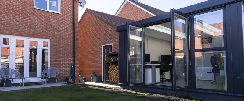 Image of UPVC and glass building in garden